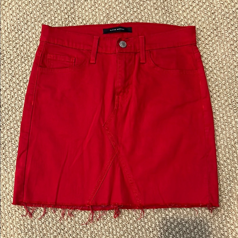 Red Denim Skirt